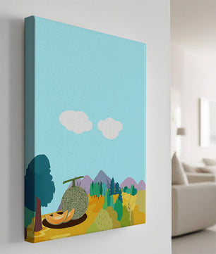 Serene landscape with melon and countryside view
