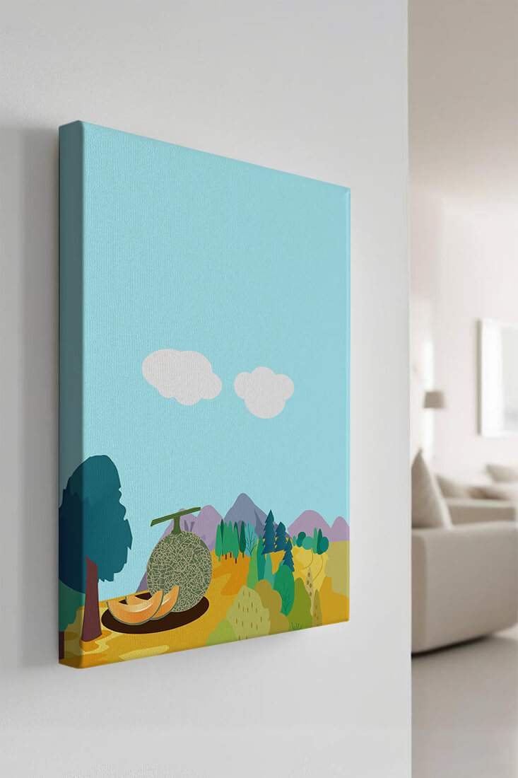 Serene landscape with melon and countryside view