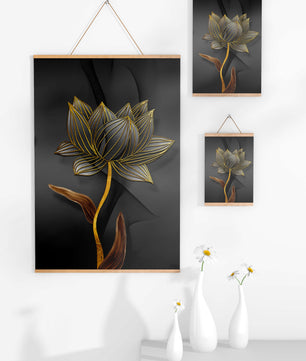 Golden Lotus Flower On Abstract Grey Background - Mi tienda