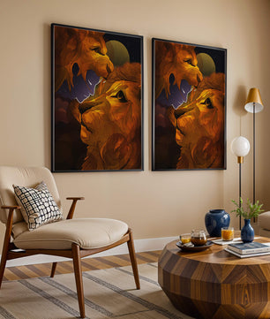 Majestic Lion Illustration in Cosmic Night Setting