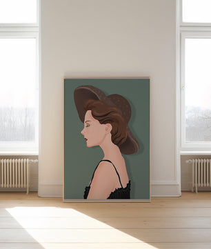 Elegant Woman in Profile with Stylish Hat - Mi tienda