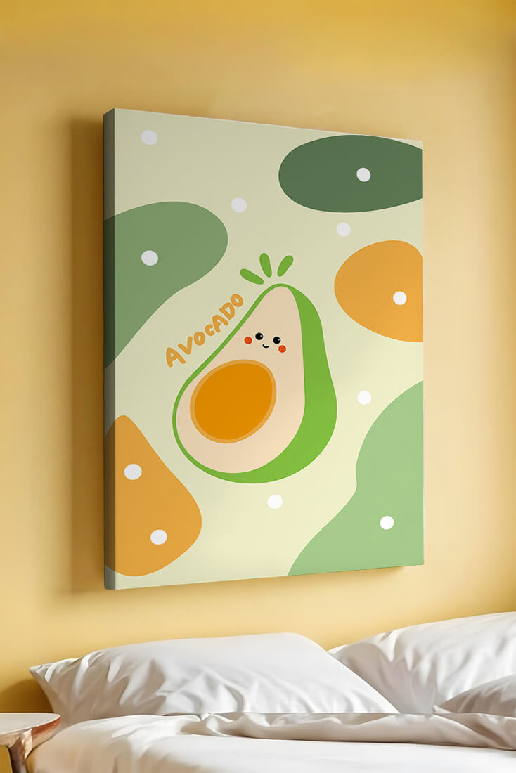 Adorable cartoon avocado design with colorful background