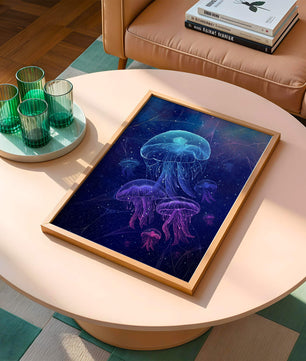 Jellyfish Illuminated in Magical Ocean Scene