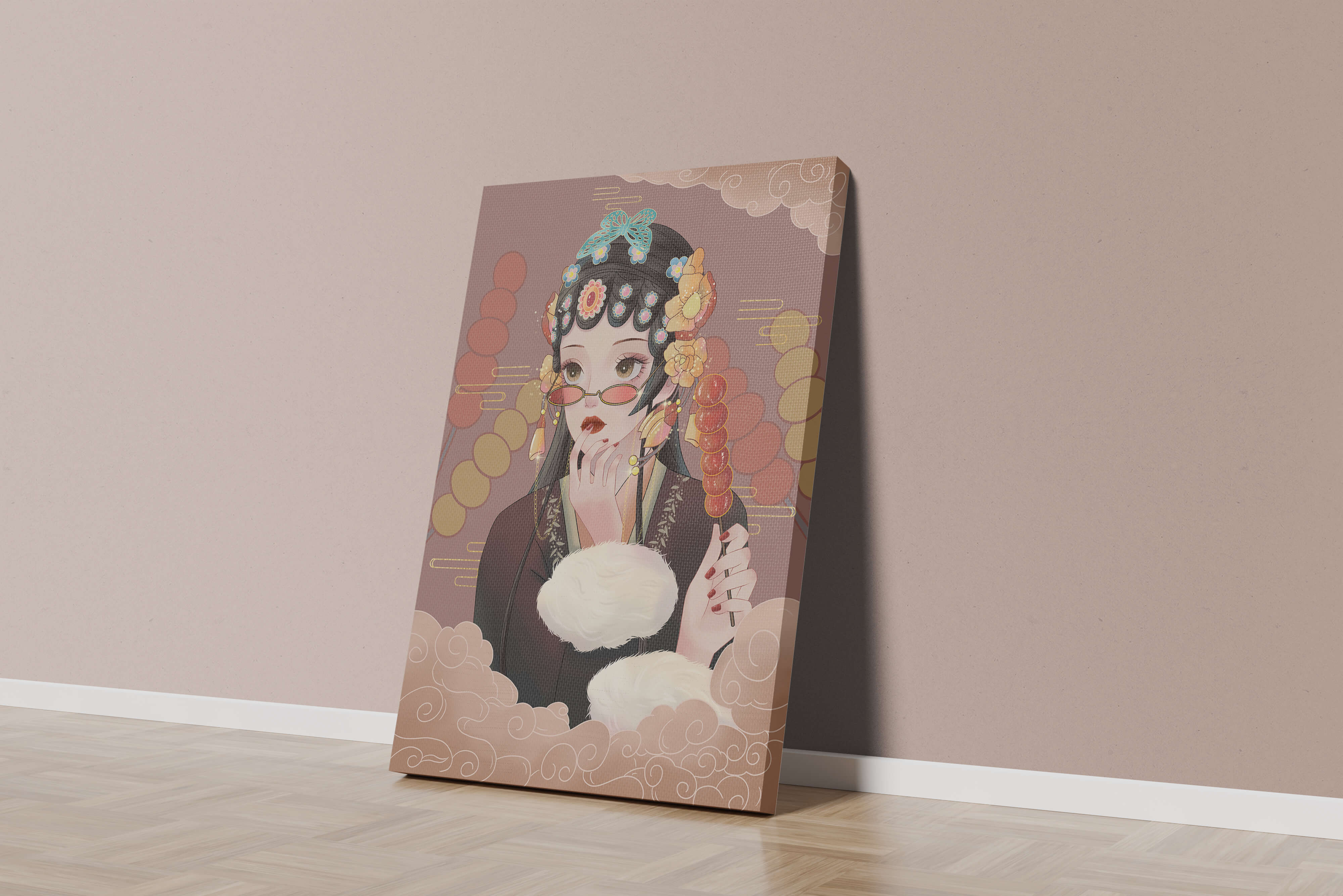 Elegant woman in traditional attire with floral hairpiece