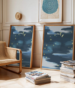 Ciel nocturne abstrait avec des éléments lumineux