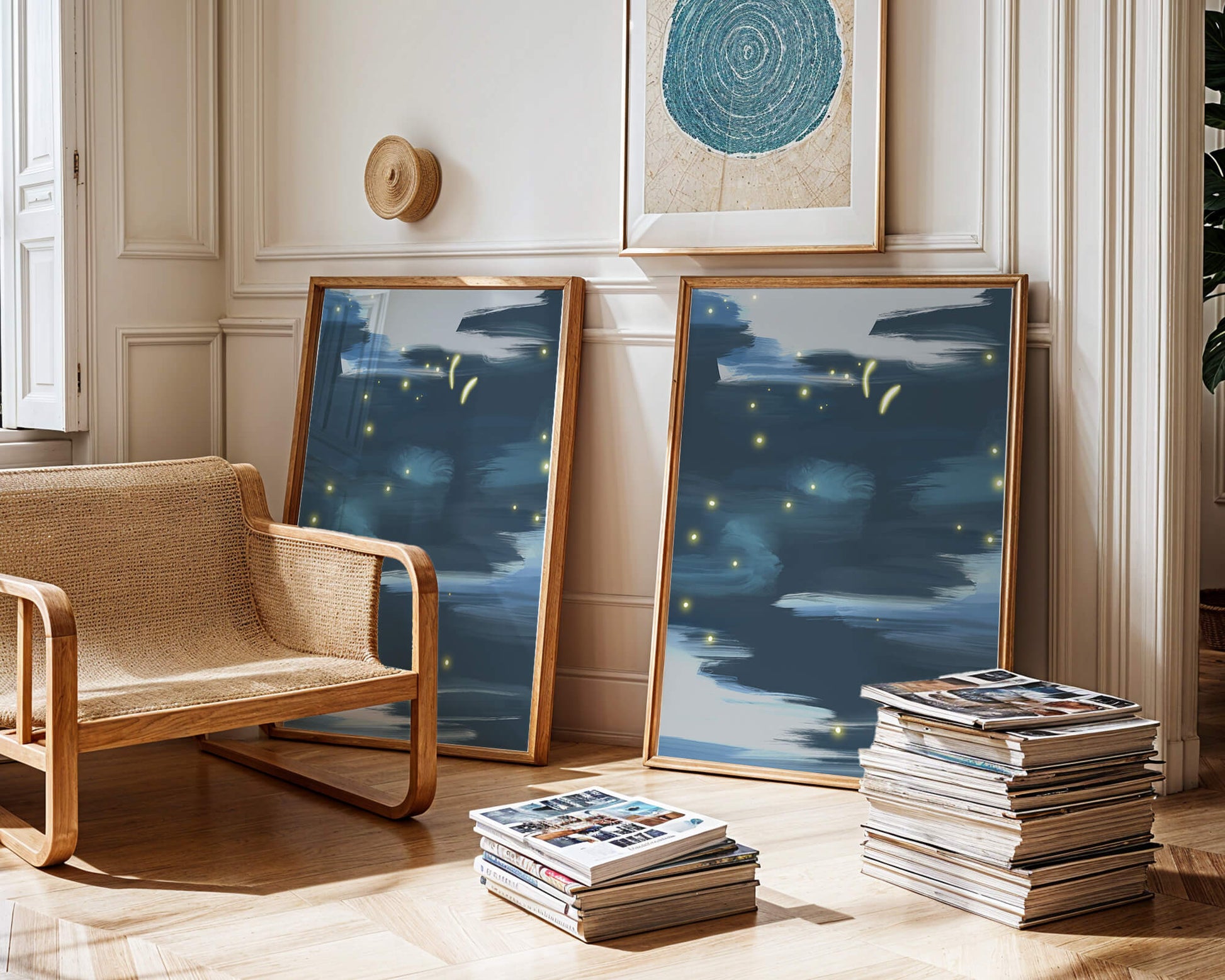 Abstract Night Sky With Glowing Elements