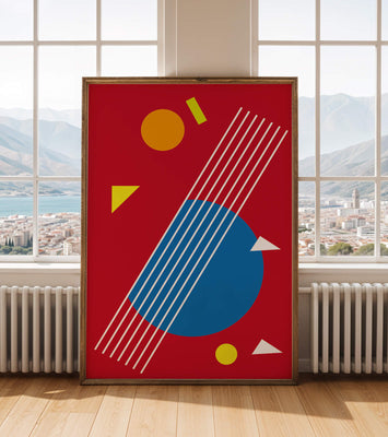 Abstract geometric shapes with bold colors and lines