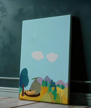 Serene landscape with melon and countryside view