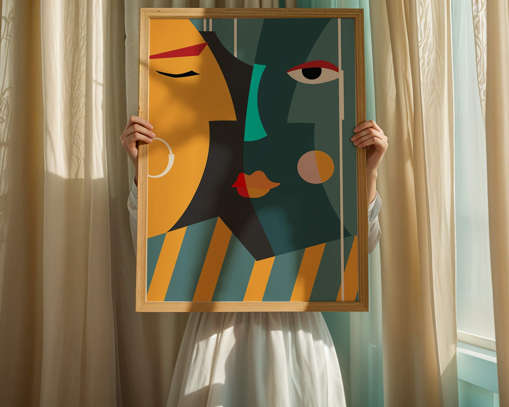 Arte geométrico abstracto con colores y formas audaces