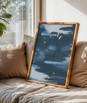 Ciel nocturne abstrait avec lucioles lumineuses