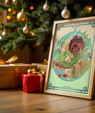 Traditional Chinese food illustration with festive elements