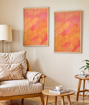 Arte de pinceladas abstractas en tonos cálidos