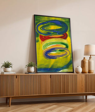 Motifs tourbillonnants abstraits colorés sur fond vibrant