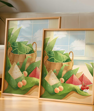 Scène de cuisine sereine avec un panier de fruits et de feuilles