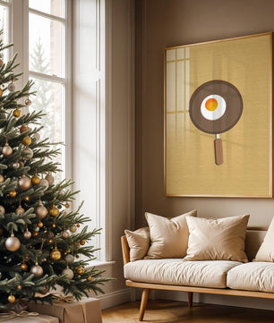 Fried Egg in a Pan on a Light Brown Background - Mi tienda