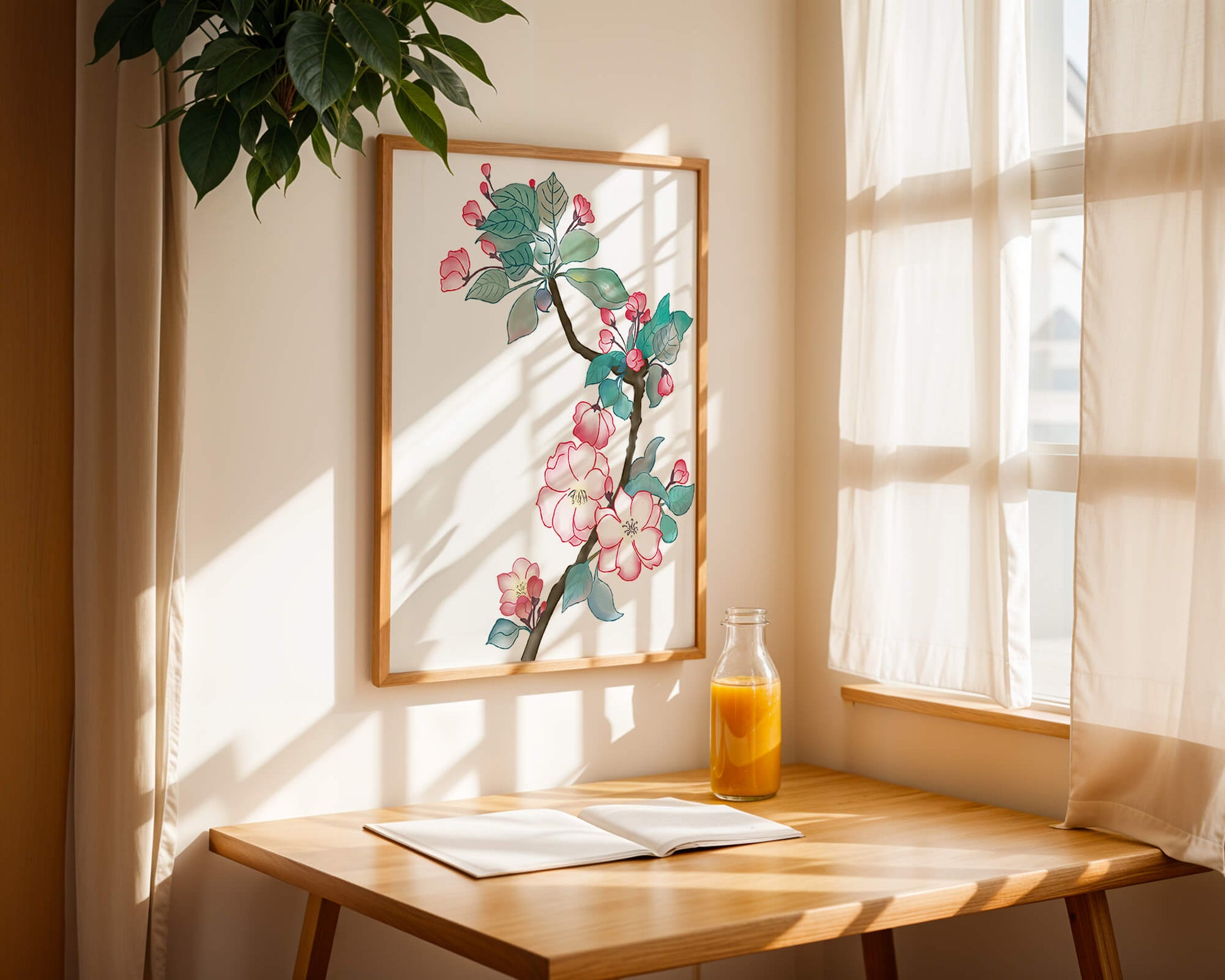 Elegant floral watercolor illustration with cherry blossom