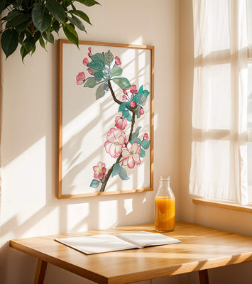 Elegant floral watercolor illustration with cherry blossom