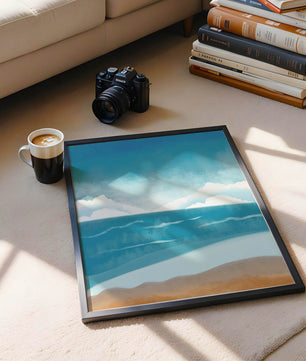 Calming Ocean Shoreline with Blue Sky and Gentle Waves