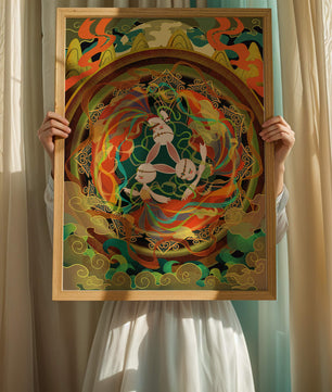 Illustration fantastique et fantaisiste avec des lapins mystiques