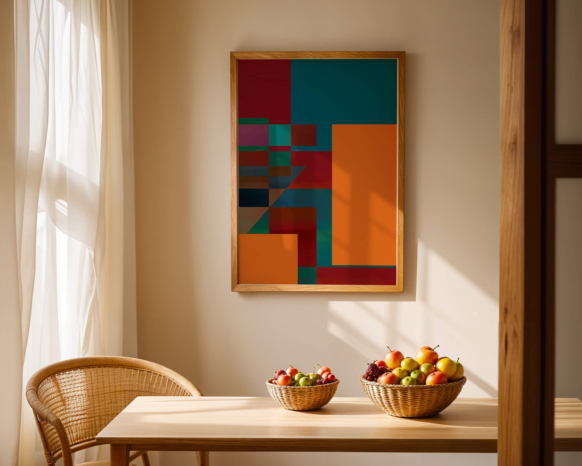 Colorful geometric abstract design with bold blocks and tones
