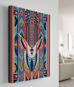 Diseño geométrico abstracto con motivo animal y patrones vibrantes