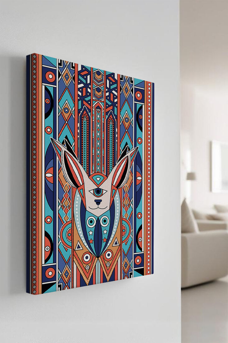 Diseño geométrico abstracto con motivo animal y patrones vibrantes