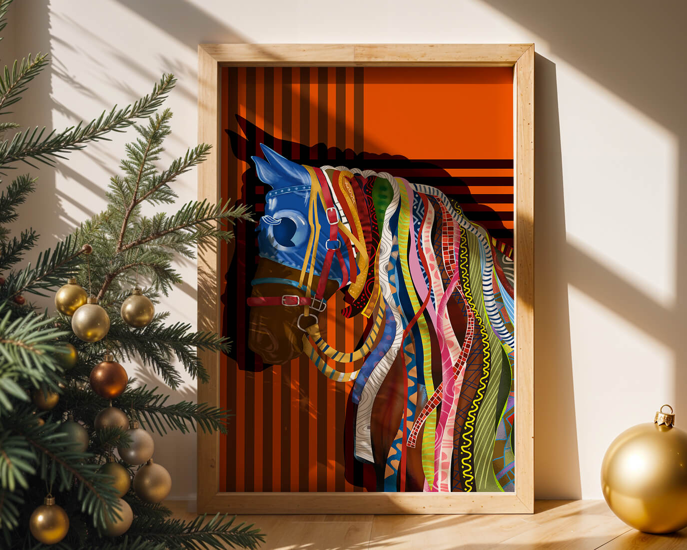 Colorful abstract horse art with intricate patterns