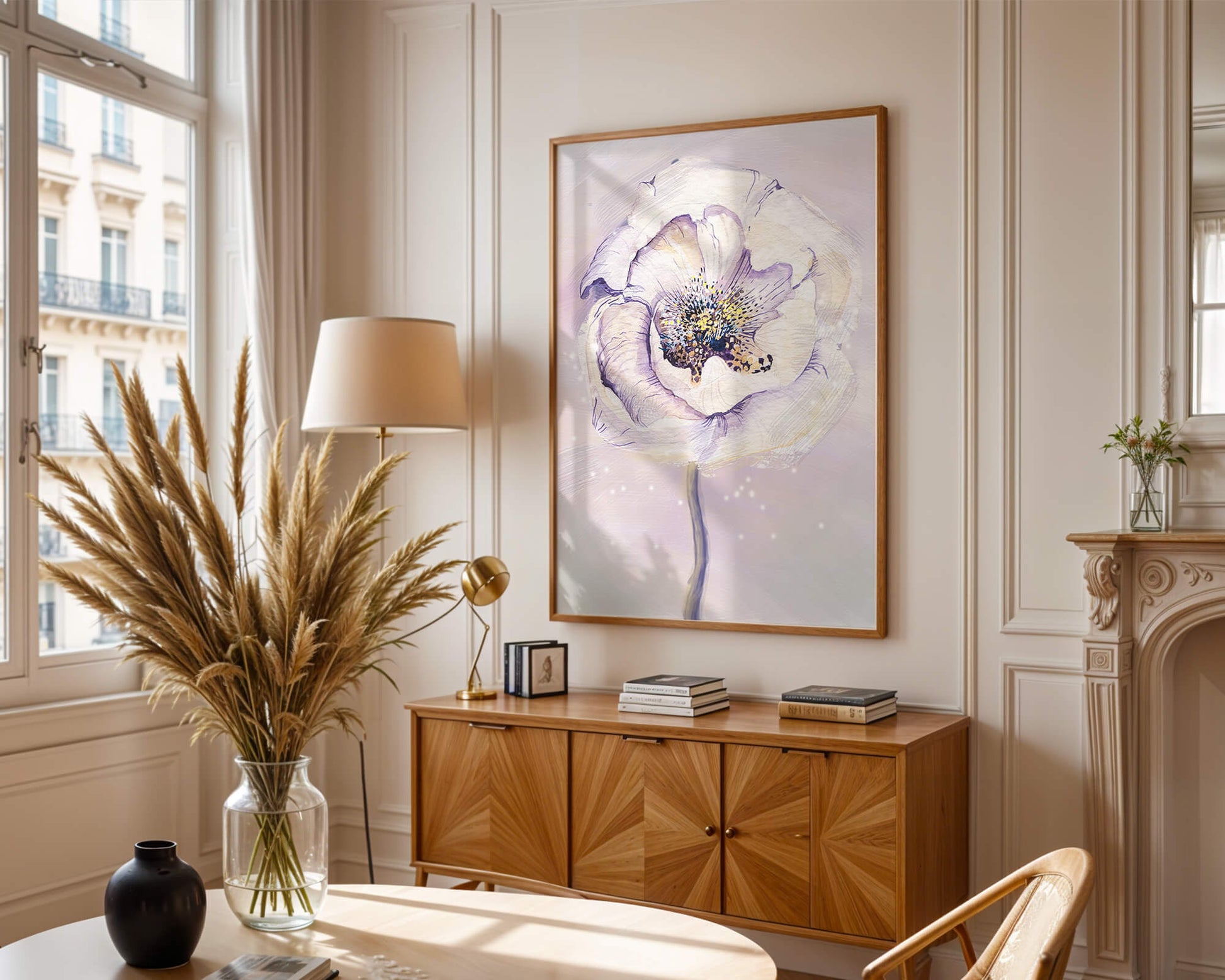 Elegant watercolor flower illustration with delicate pastel tones