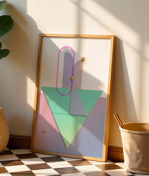 Composition géométrique abstraite avec des couleurs pastel et des éléments dorés