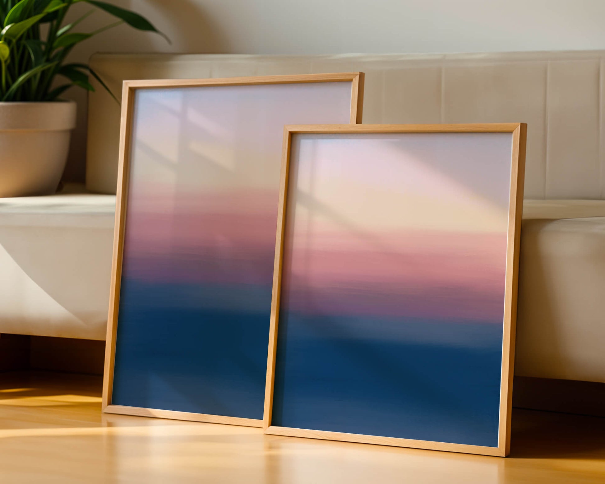 Atardecer abstracto y tranquilo sobre el océano con cielo degradado