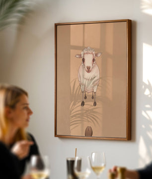 Illustration of an adorable sheep on a textured background