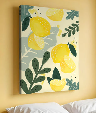 Vibrant lemon and leaf pattern design for home decor