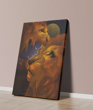 Majestic Lion Illustration in Cosmic Night Setting
