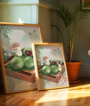 Charming Hasen mit Mochi und Berglandschaft