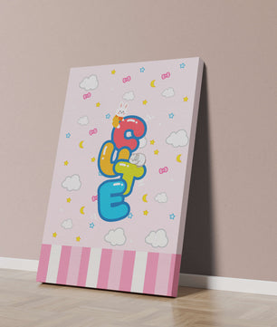 Playful pastel illustration with cute characters and clouds