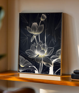 Elegant Abstract Lotus Flowers with Geometric Patterns