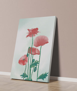 Red Poppies in Minimalist Natural Setting