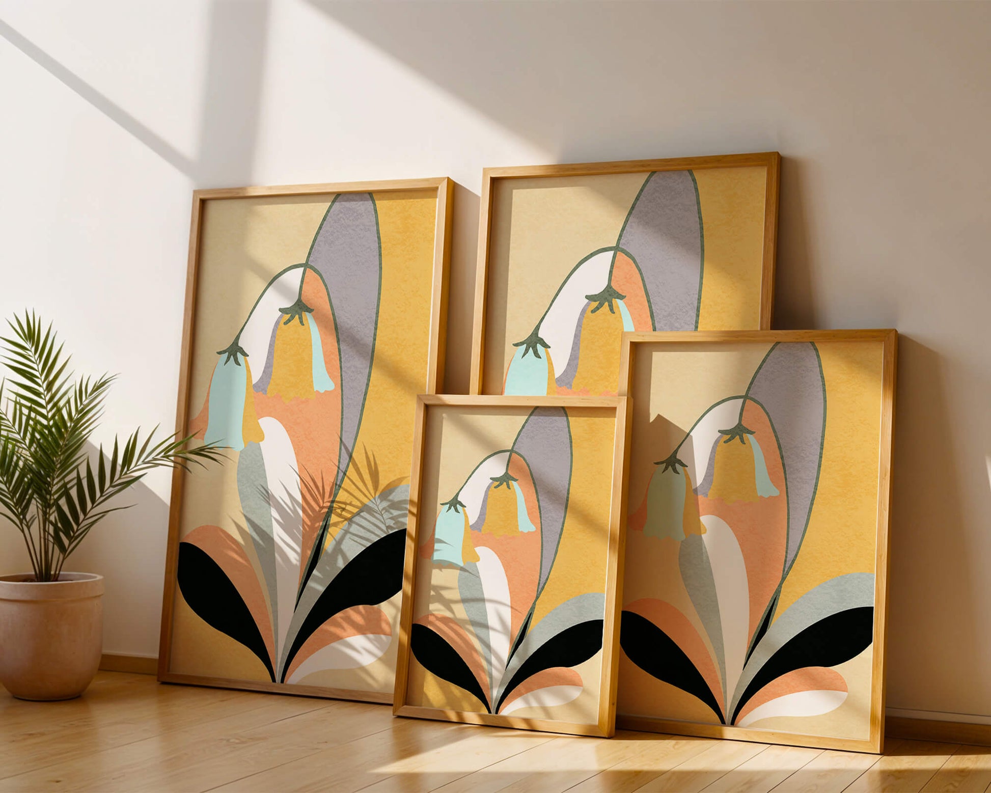 Abstract floral pattern with pastel colors and modern design
