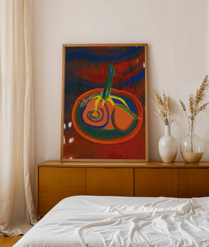 Pintura abstracta con colores vibrantes y un diseño audaz