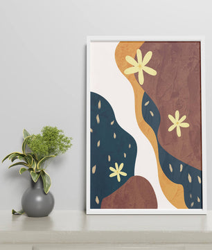Abstract Floral Composition with Bold Colors and Textures