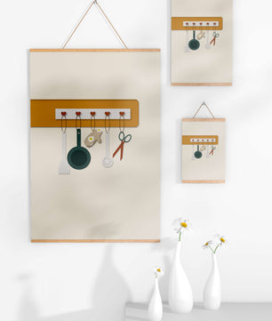 Kitchen Utensils Hanging on a Wall with Heart Hooks - Mi tienda