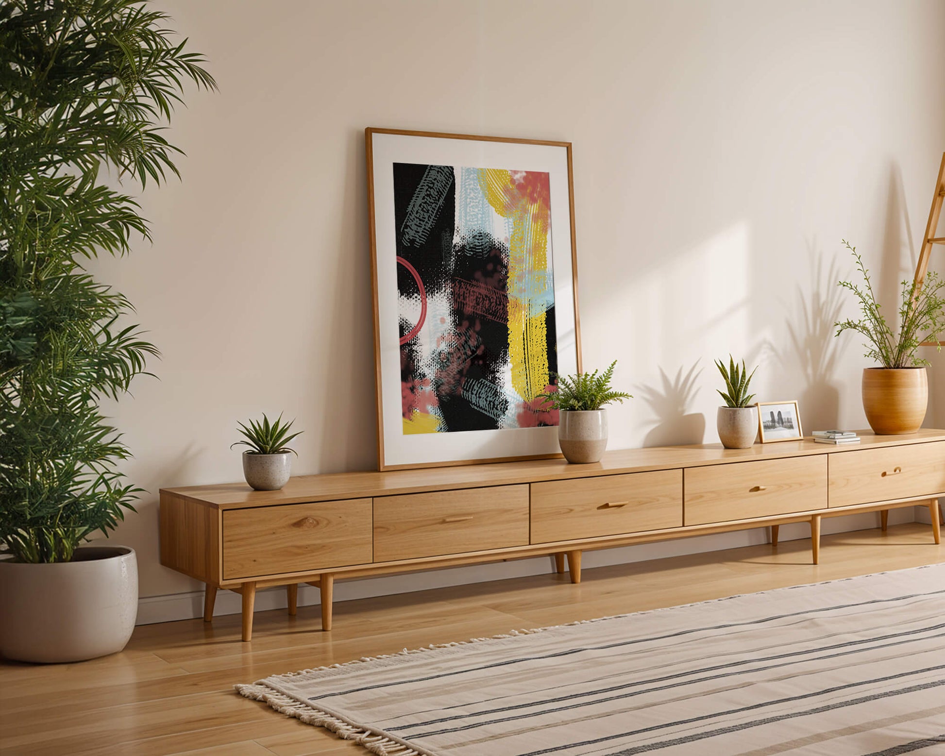 Abstract brush stroke art with vibrant colors on textured background
