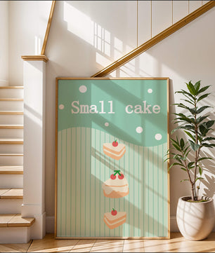 Charming illustration of small cakes with cherries