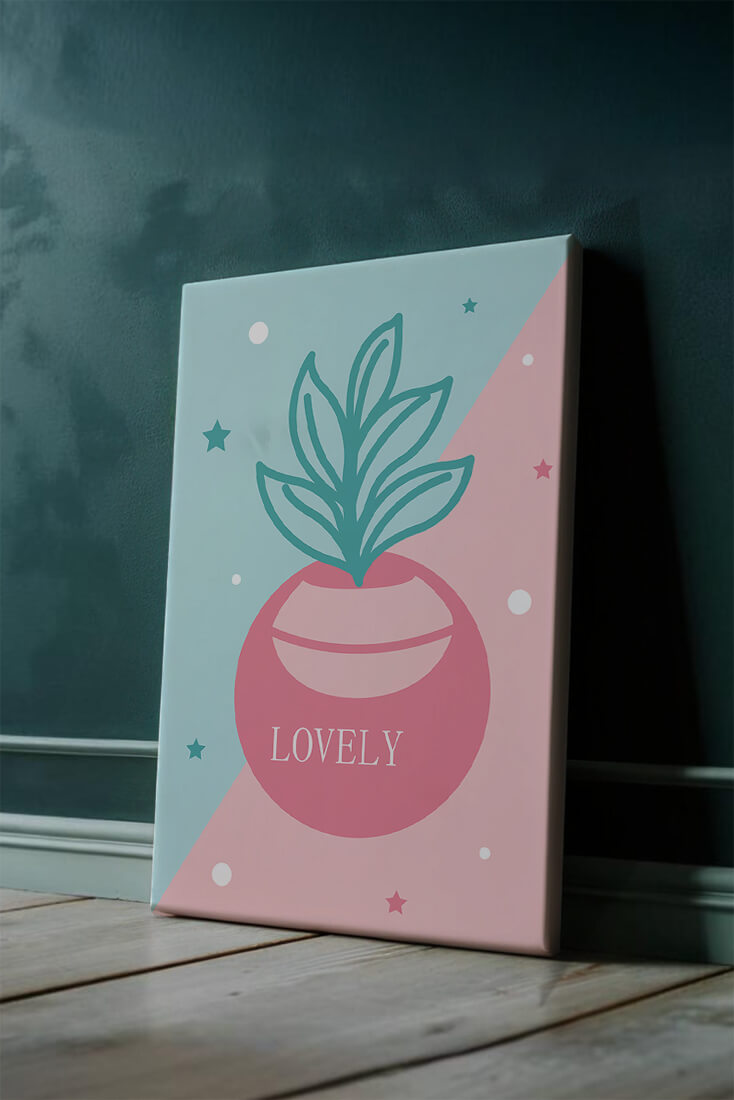 Playful pastel illustration with plant motif and stars