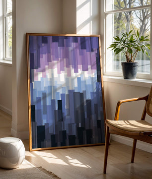 Abstrakter pixeliger Farbverlauf mit Blau- und Lilatönen