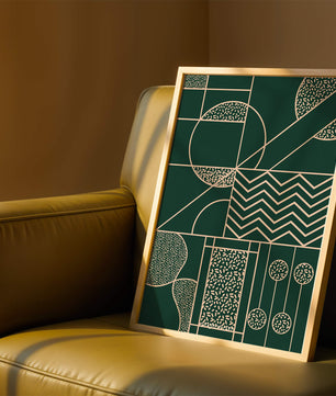 Geometric Abstract Art with Circle and Line Patterns