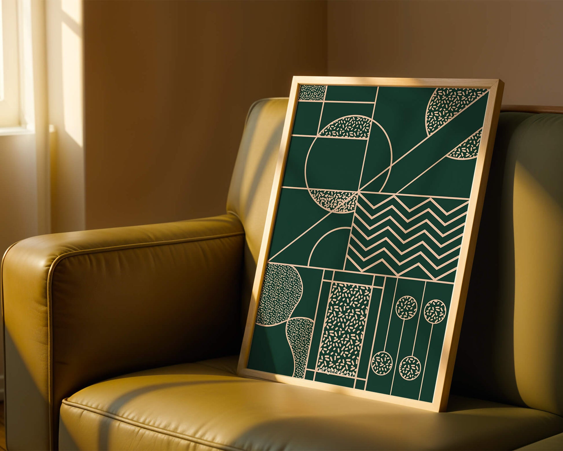 Geometric Abstract Art with Circle and Line Patterns