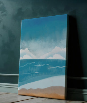 Calming Ocean Shoreline with Blue Sky and Gentle Waves