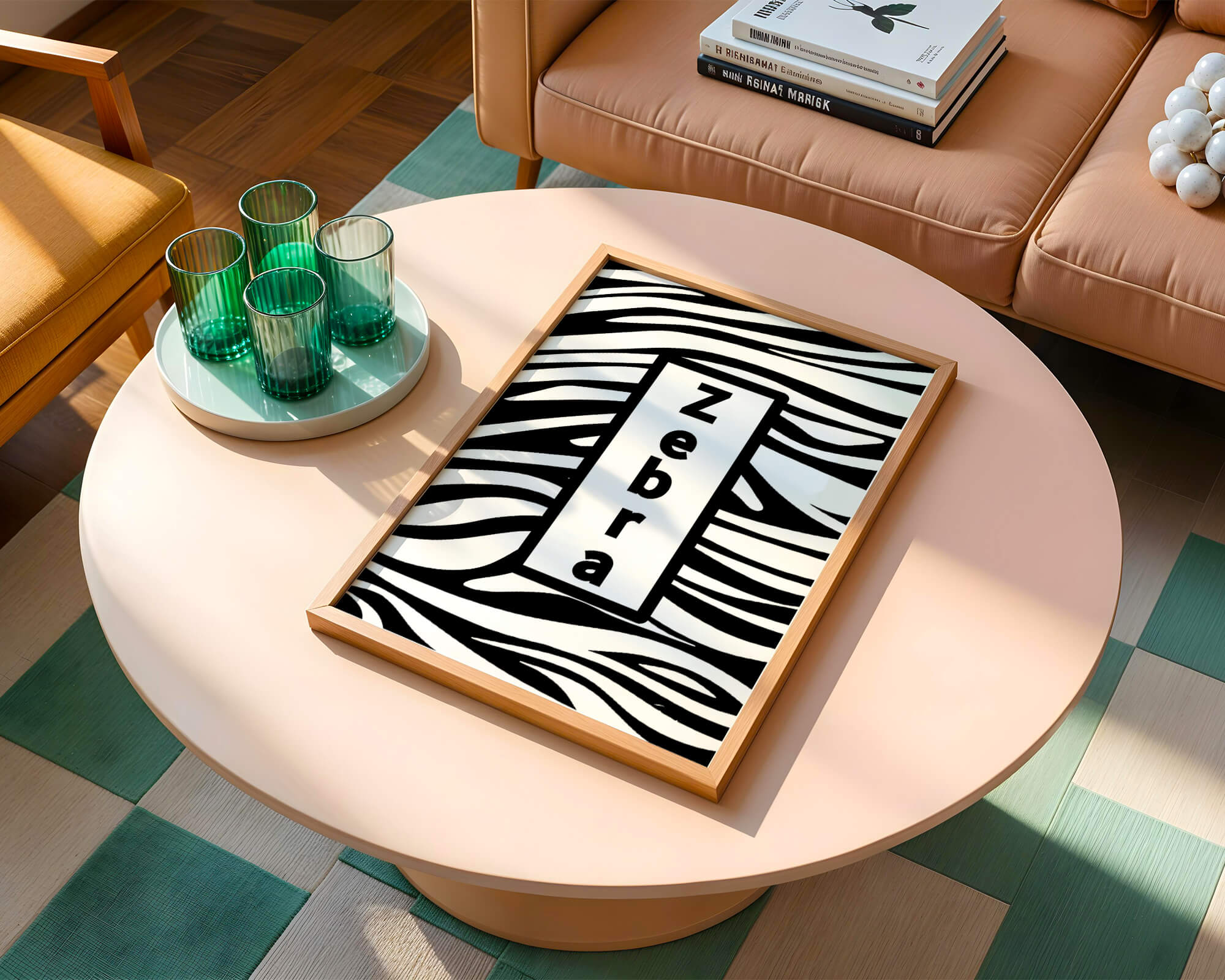Elegant zebra print design with bold text accent