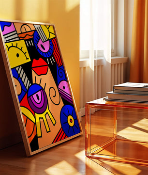 Abstract Geometric Pop Art with Bright Colors and Shapes - Mi tienda